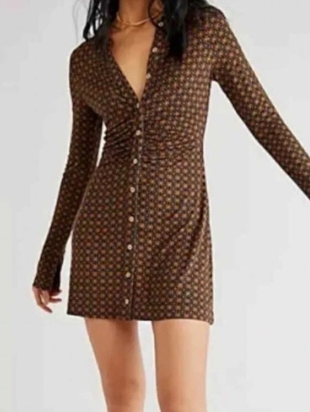 Free People Shayla Brown Mini Dress Women Size Small